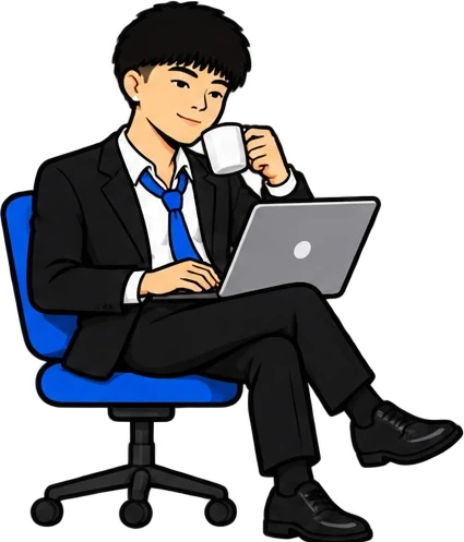 Kimchi with coffee and a laptop